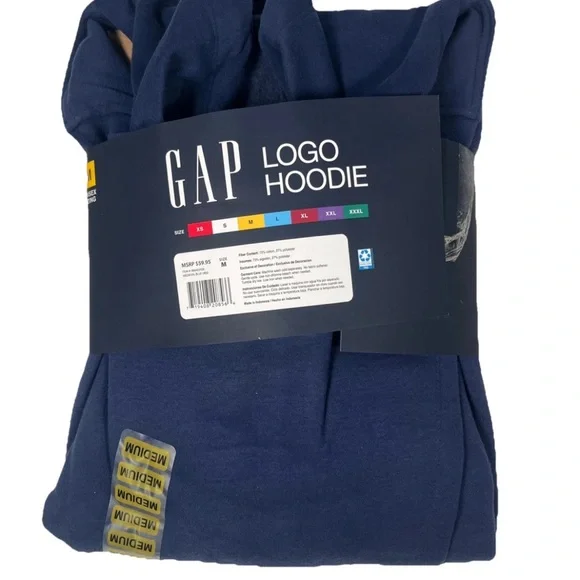 NEW GAP Logo Hoodie Unisex‎ Size Soft Varsity Style Embroidered Blue - Picture 2 of 2